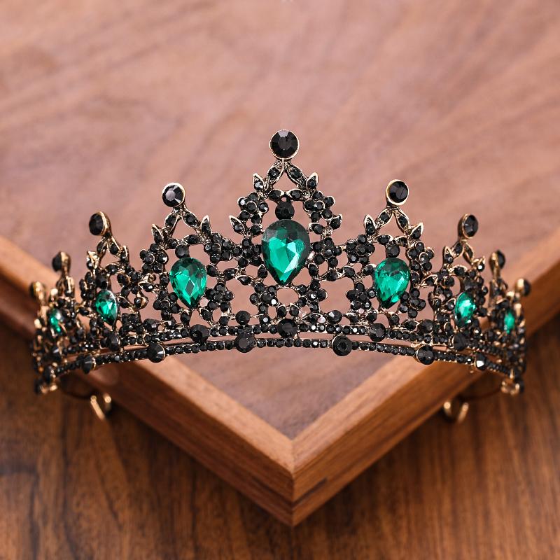 Vintage Barokke Koningin Kroon en Tiara Kristal Strass Kroon Bruids Diadeem Haar Sieraden Bruiloft Haaraccessoires Feest Tiara's