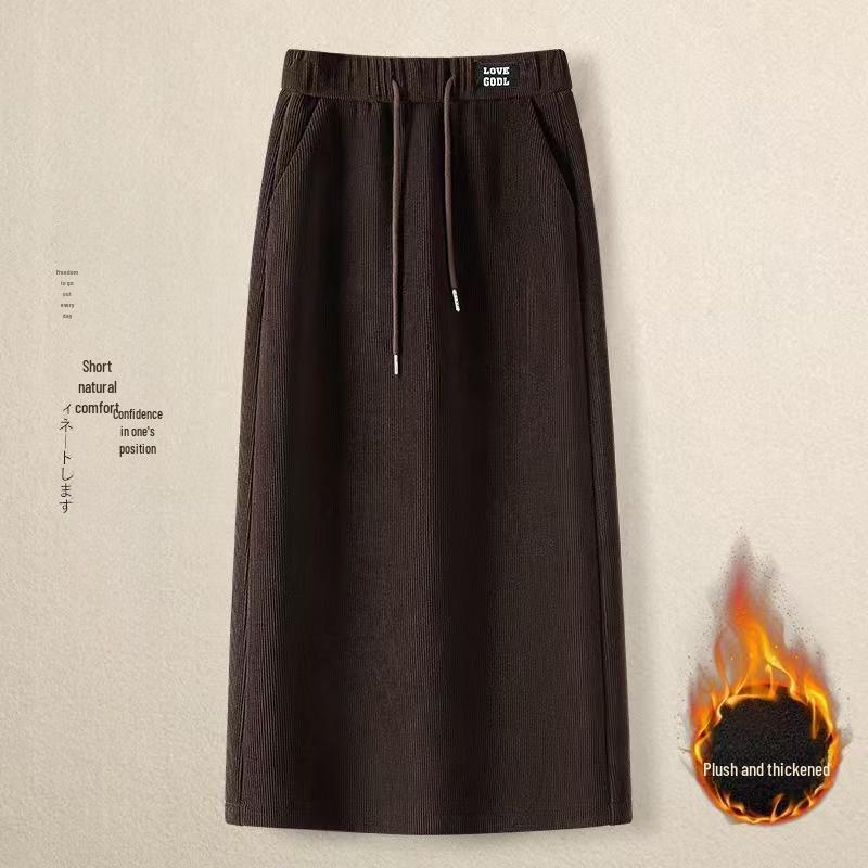 

Юбка-трапеция из вельвета: Осень/Зима, Средняя длина, Теплый, Прямой крой XXL