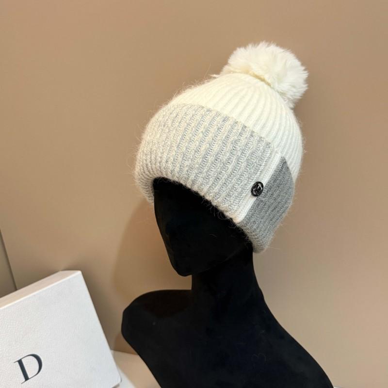 Winter Knit Hat With Rabbit Fur Fleece Ear Flaps Pom Warm Windproof Women