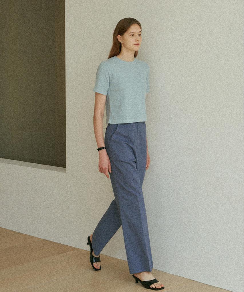 Kkeulle Semi-Wide Cotton Linen Pants_Blue