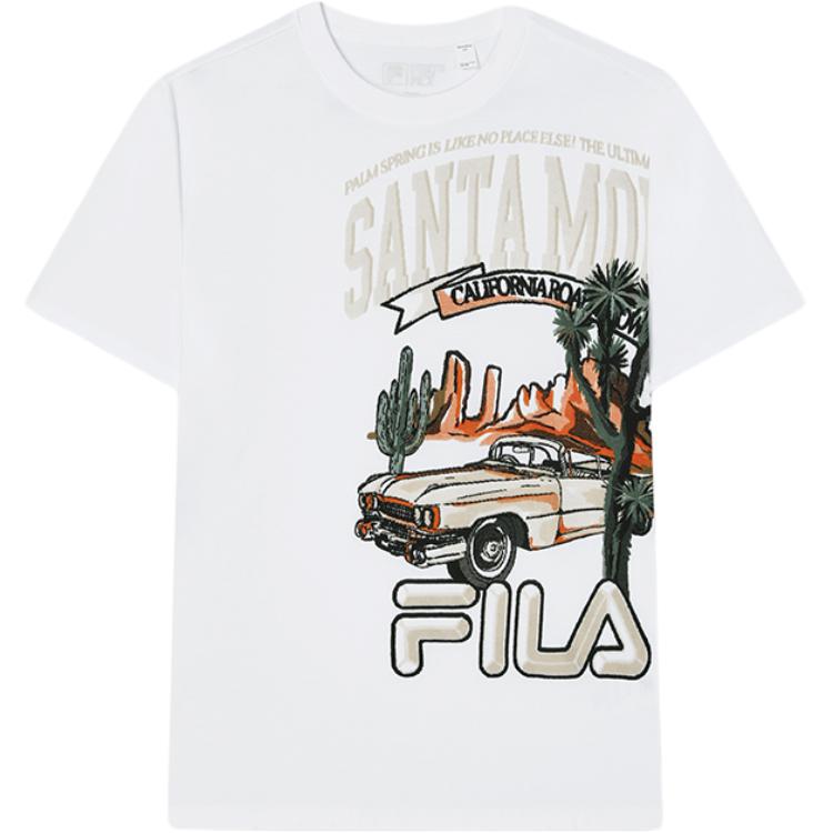 

FILA Heritage Series Letter Landscape Pattern Simple Versatile Knitted Sports Tennis Short Sleeve T-Shirt Men Tops White F11M428115FWT XXL