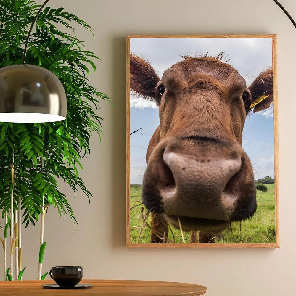 1 szt. Gorący Abstrakcyjny Ciekawy Zabawny Słodki Krowa Pływanie Kąpiel Plakat HD Plakaty Dom Pokój Bar Kawiarnia Wystrój Sztuka Malarstwo Ścienne Obraz