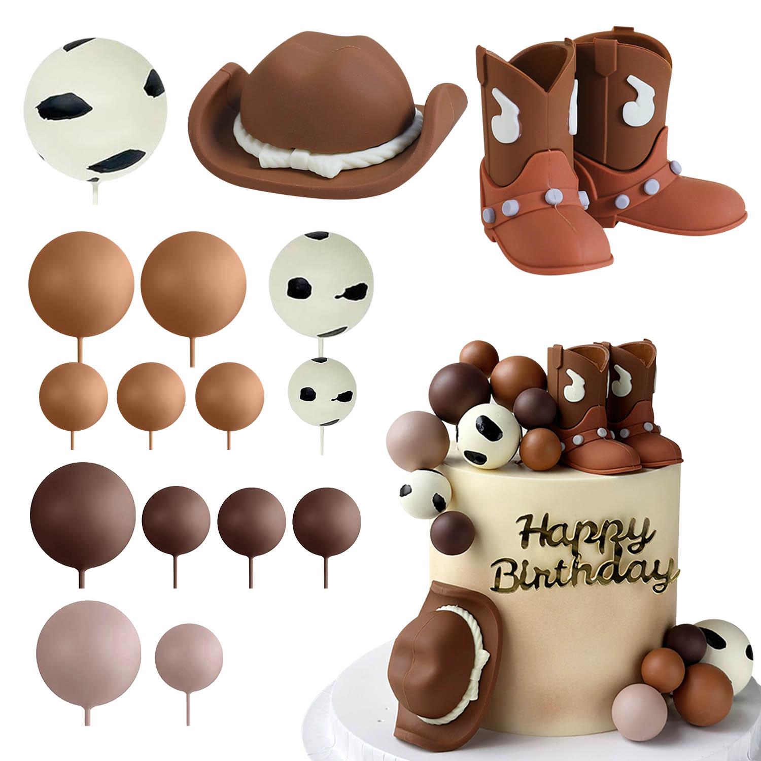 

Cowboy Cake Decorations Cowboy Themed Party Decorations Cowboy Hat Boots Disco Ball Cake Topper for Western Birthday Party
