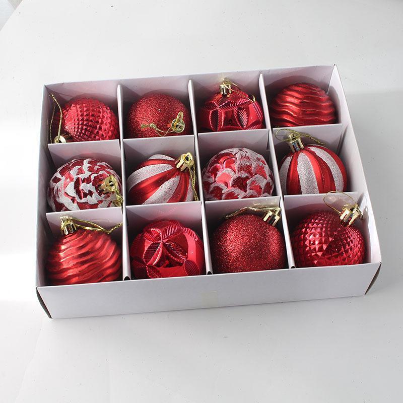 6cm Barevná galvanizovaná plastová sada vánočních koulí pro dekoraci stromku a stropu