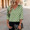Womens 3/4 Length Sleeves Shirts V-Neck Satin Loose Dressy Trendy T-Shirt Pullover Blouse Tops