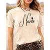 European Size Women's Neon 'Nana' Heart Sign T-Shirt - Casual Short Sleeve Round Neck Top with Neon Nana & Heart Print