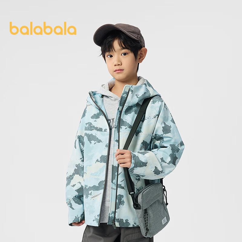 Balabala Boys 2025 Spring Camouflage Hooded Softshell Jacket 170