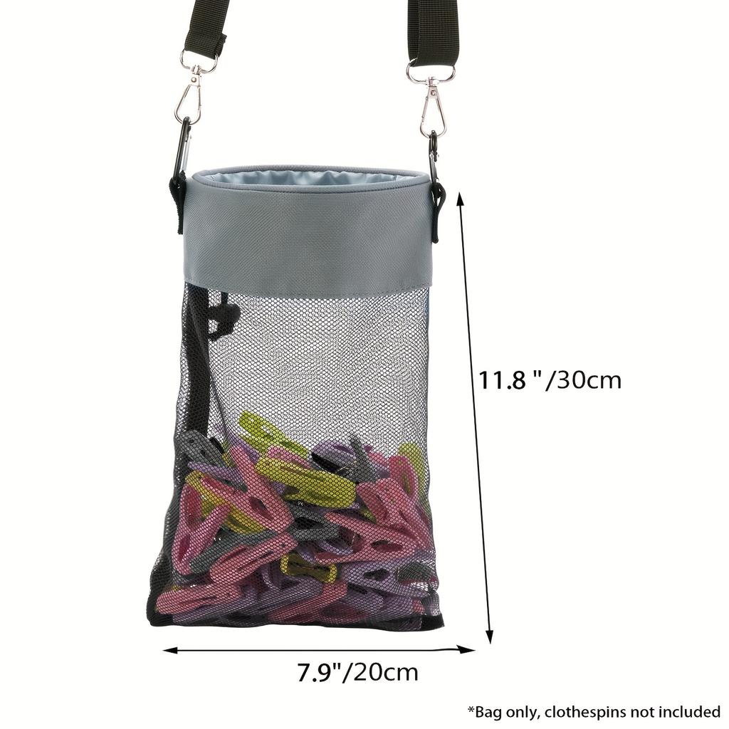 Mesh Clothing Rack Bag with Hooks, Shoulder Straps, Hanging Clothes Rack, Closed Clothes Rack with Drawstring Storage Bag for Drying, Beach Shell Bag