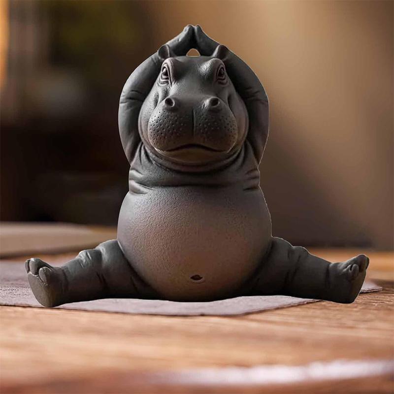 1Pcs Hippopotamus Figurine 3D Printing Yoga Hippopotamus Statue Multiple Styles Hippopotamus Decorative Ornament