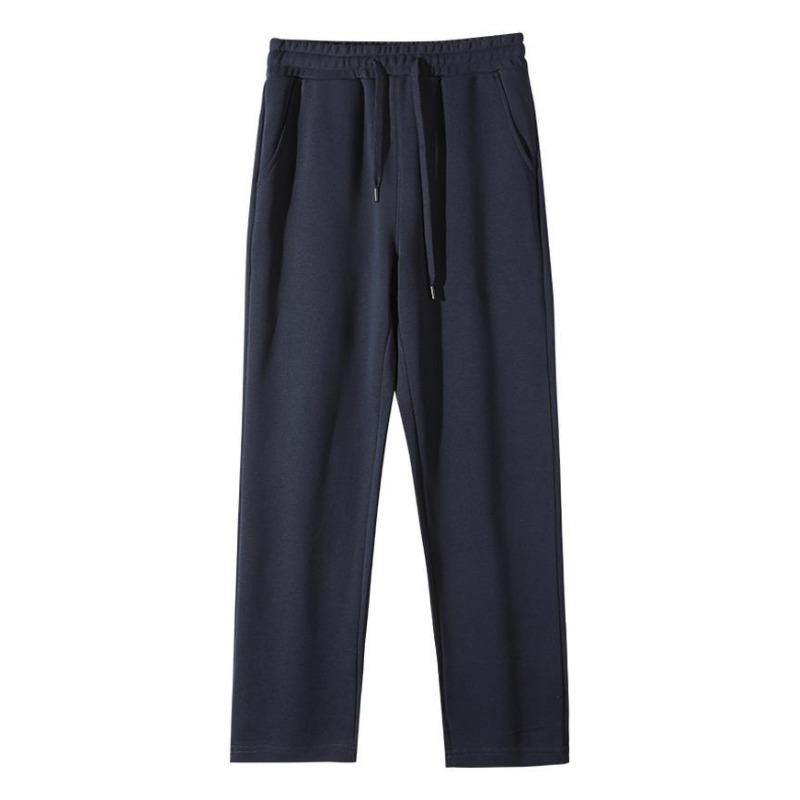 Ghua cotton wide-footed sweatpants spring and autumn men's same solid-color loose pants casual pants straight flat pants
