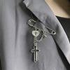 Fashion Creative Heart Angel Wings Chain Brooch For Women Men Suit Decoration Tassel Chain Pin Clothing Accessories Gifts