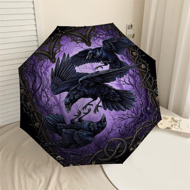 

1PC Crows Gothic Umbrella-8-Rib Reinforced Portable Folding Travel Suitable for All Seasons Outdoor Daily Use Is an Ideal Choice -K0378