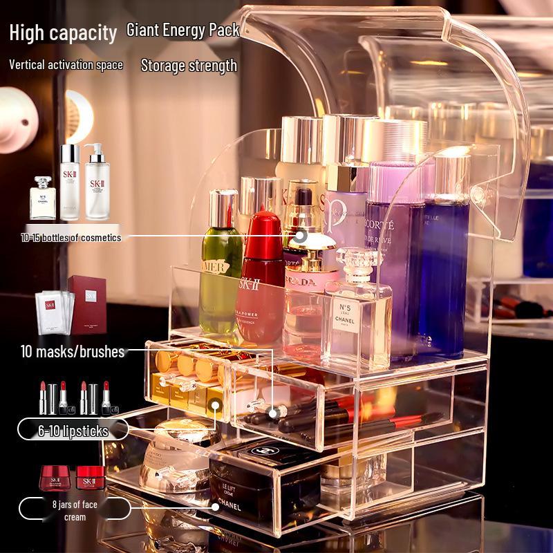 Acrylic Desktop Makeup Storage Drawer - Transparent Dustproof Cabinet