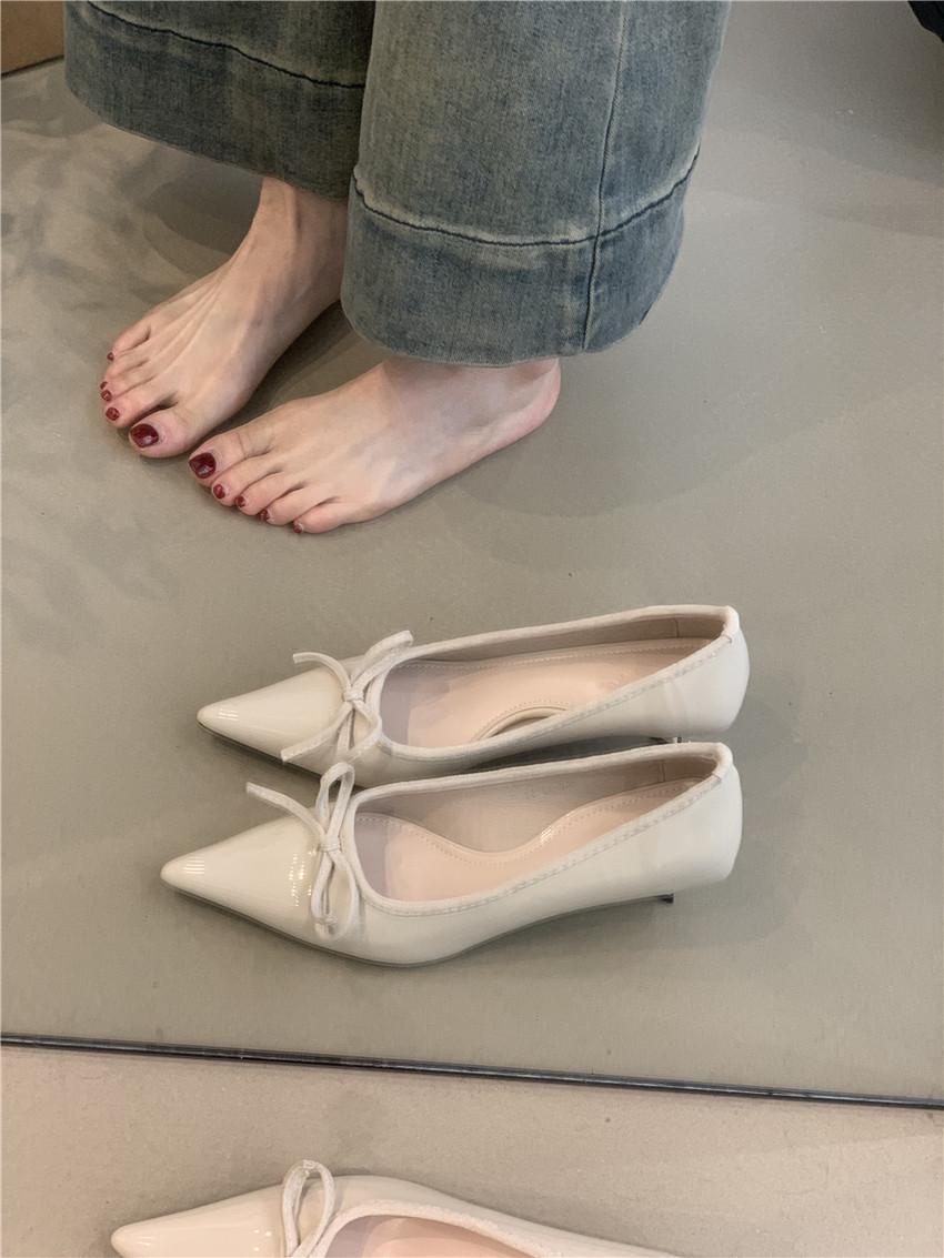 

Весна 2025 французский темперамент экстравагантный элегантный бант легкий носок туфли-лодочки на высоком каблуке с острым носком женская обувь 39