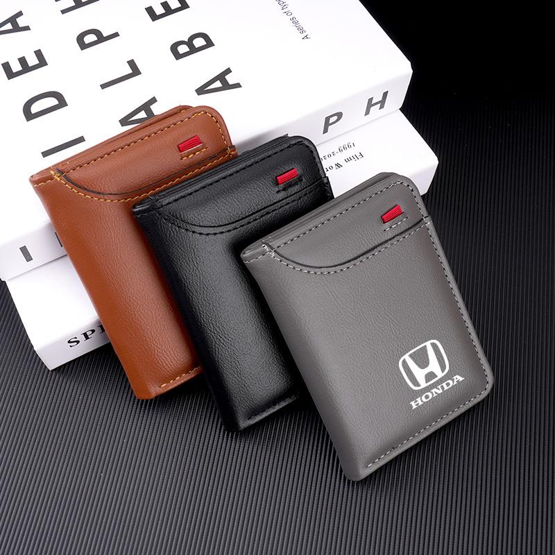 Custodia Portacarte in Pelle di Lusso Portafogli Portatili Emblemi Auto Per Honda Civic XRV HRV City Accord Odyssey Spirior CRV Jazz XI6