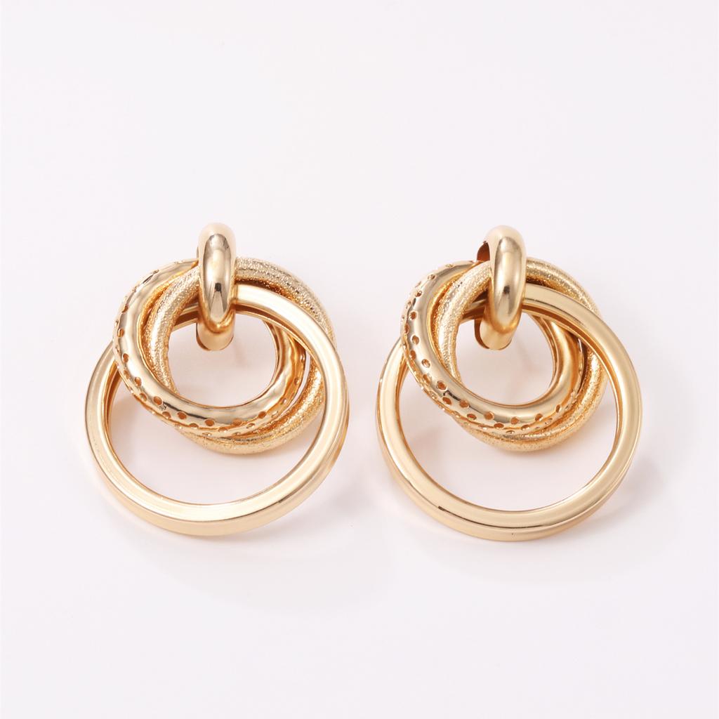 European and American exaggerated earrings, personality geometry, large circle metal trendy temperament, double-layer hollow tube earrings