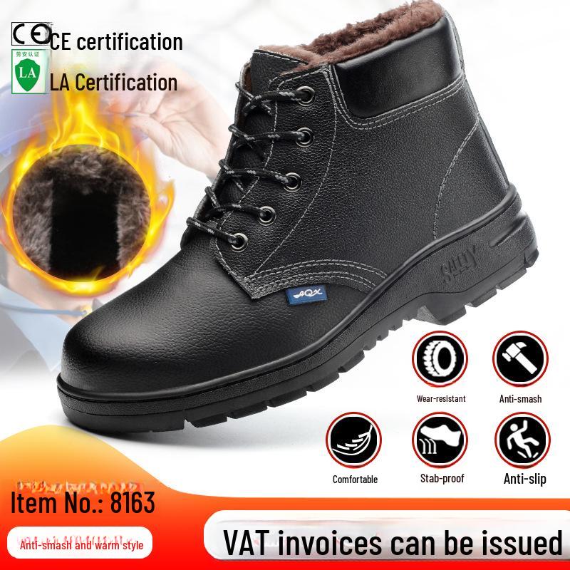 Durable High-Top Safety Shoes: Puncture-Resistant, Anti-Smash, Steel-Toe, Wear-Resistant Winter Protection