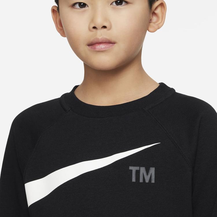 Nike Swoosh Comfortable Ribbed Soft Long Sleeve Sweatshirt Kids sweatshirt Black White DV8119-010