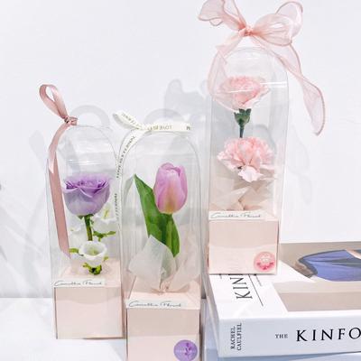 Cutie transparentă cu flori de trandafir, 1 buc. Cutie de ambalare pentru prăjituri din plastic, cutii de ambalare pentru florărie, cutie de cadou pentru nuntă, pentru ziua Îndrăgostiților