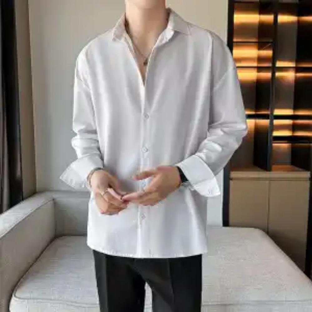 Men's Clothing Wrinkle-Free Ice Silk Long Sleeve Spring Summer New Arrival Relaxed Casual Shirt Lightweight Breathable Everyday