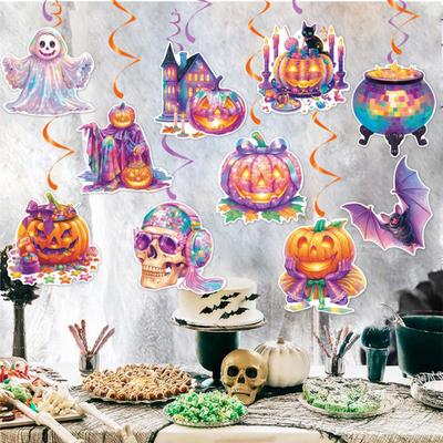 Halloween Spiral Hanging Tag Festive Atmosphere Decoration Realistic Patterns Spiral Tags Home Party Decoration