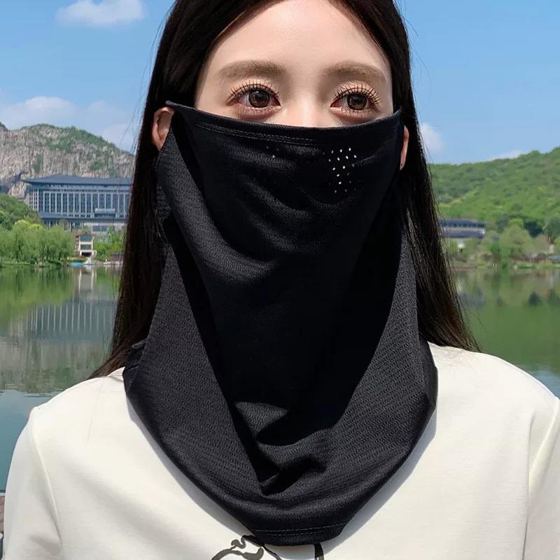 Outdoor Sun Protection Mask, Ice Silk Scarf, Neck Cover, Women's Neck Scarf, Summer Thin Style, Outdoor Camping Neck Protection, Neck and Face Cover