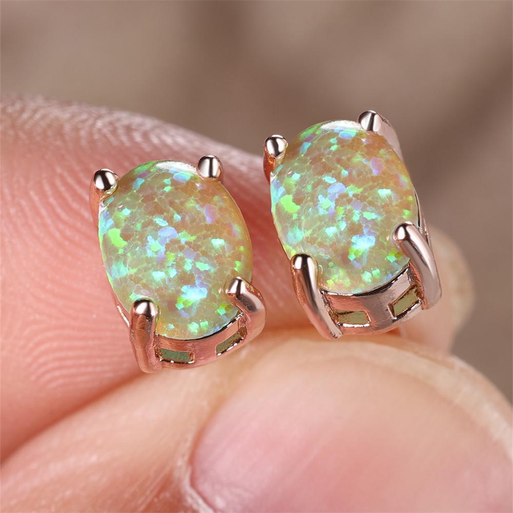 

Зелено-сині білі опалові маленькі овальні сережки-гвоздики для жінок, вінтажні, колір рожевого золота, весільні прикраси, подарунки для нареченої, заручин зелений