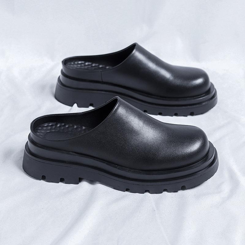 

2025 поварские мужские туфли весенние рабочие специальные чисто черные нескользящие туфли с одной педалью для страхования труда 15963-R 38 чёрный