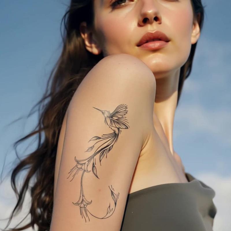 1 Sheets English Inspirational Quotes Words Tattoo Floral Butterfly Elements Temporary Body Art Sticker Waterproof
