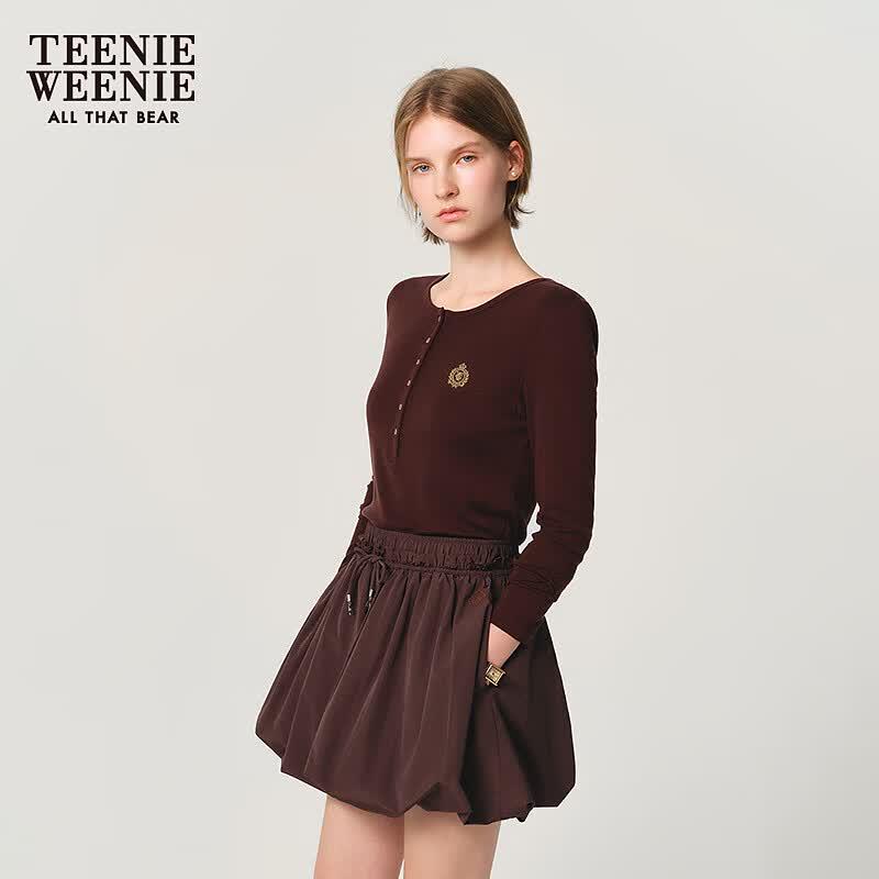 Teenie Weenie T-shirt da donna a maniche lunghe con stampa di orso e lettere