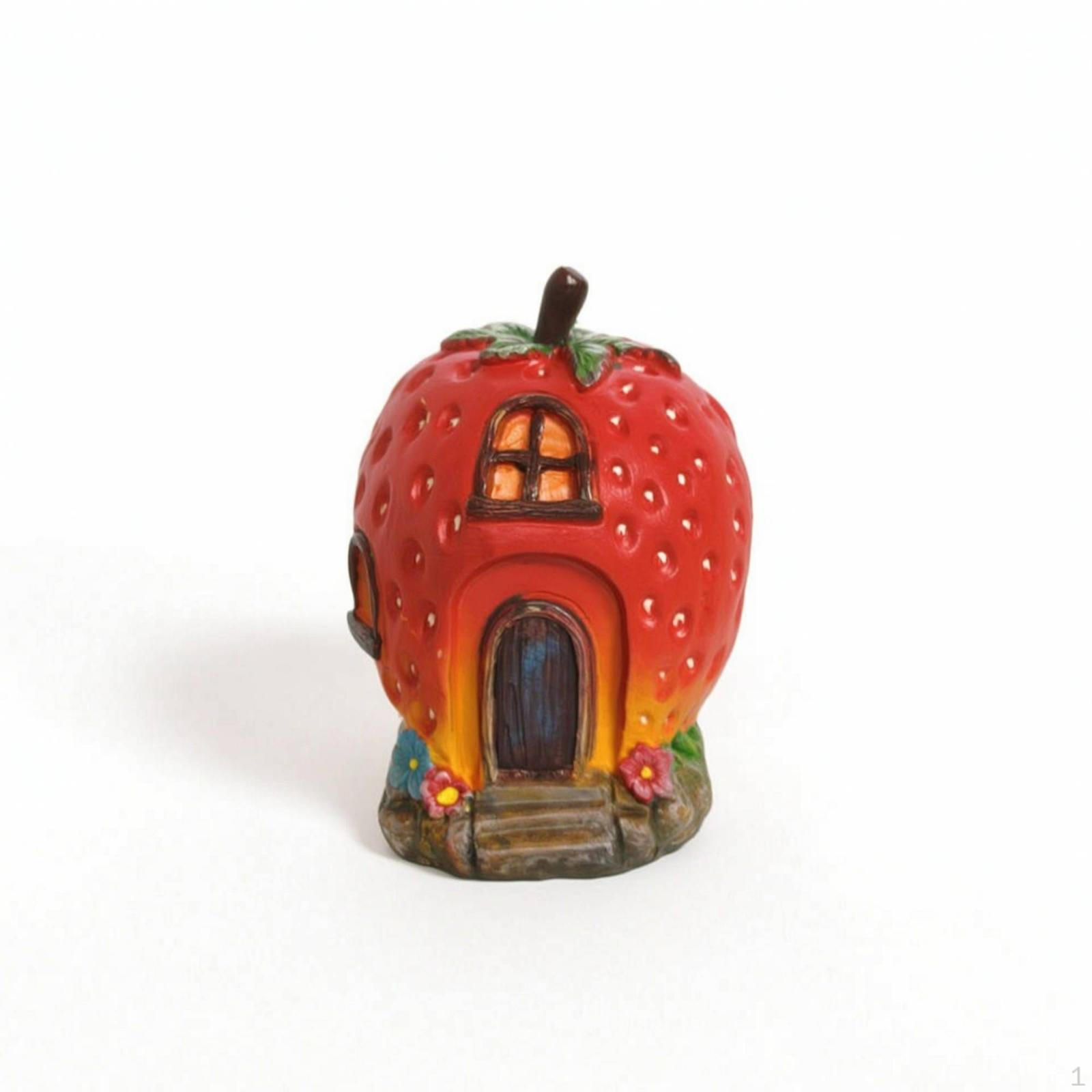 FruitThemed Planter House Whimsical Strawberry Outdoor Fairy Garden for
