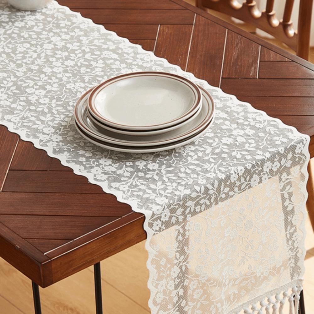Rechteckiger französischer Spitzen-Tischläufer Nordische Tischdecke Romantische Tischfahne Versammlung