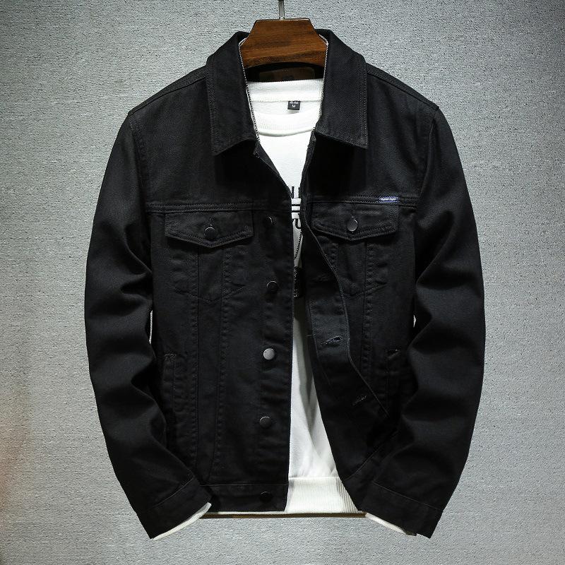 

Spring & Autumn Men s White Denim Jacket - Casual Trendy Workwear for Couples, Japanese-Inspired Brand 4XL чёрный