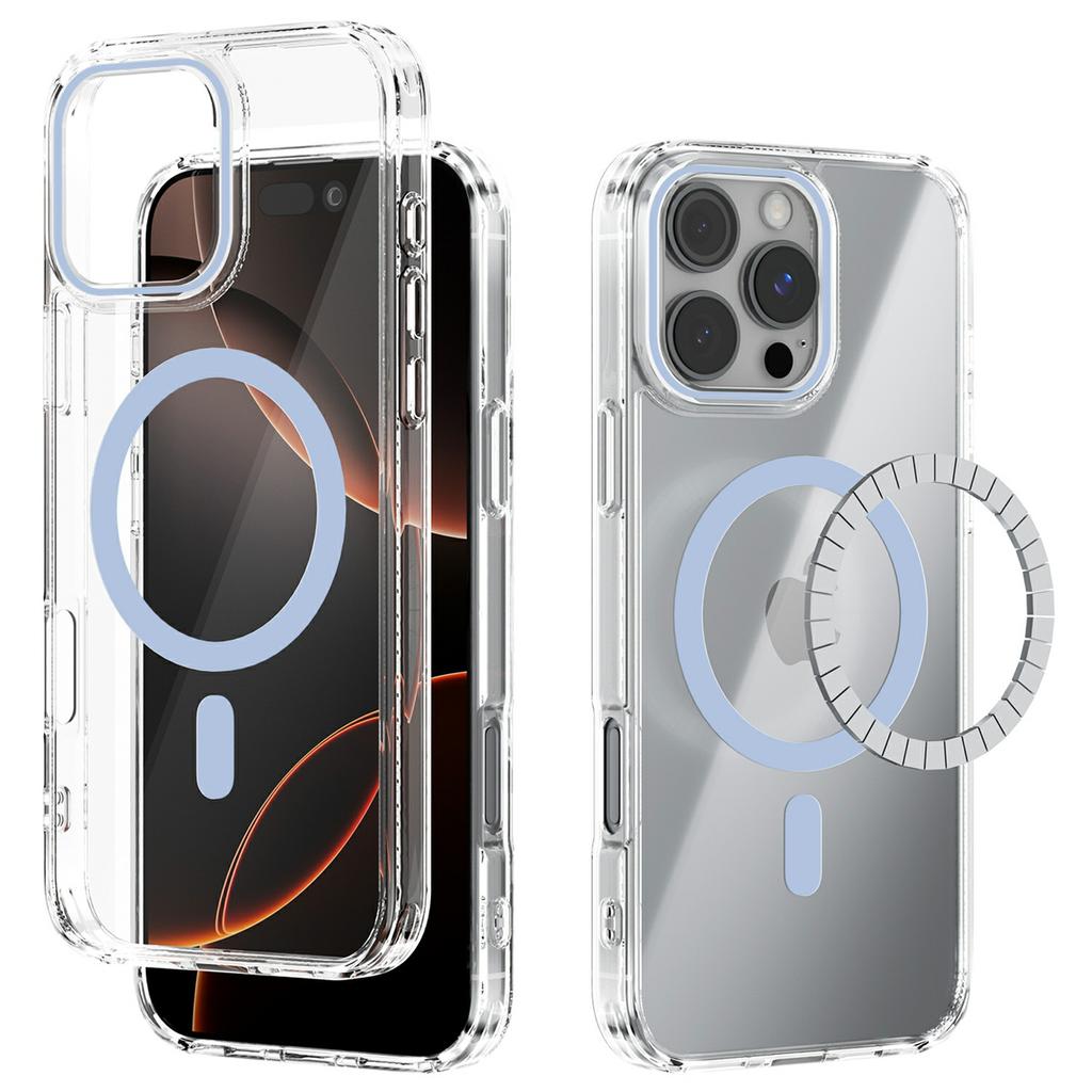 For iPhone 16 Pro Max Case Compatible with MagSafe Anti Scratch Clear TPU PC Phone Back Cover