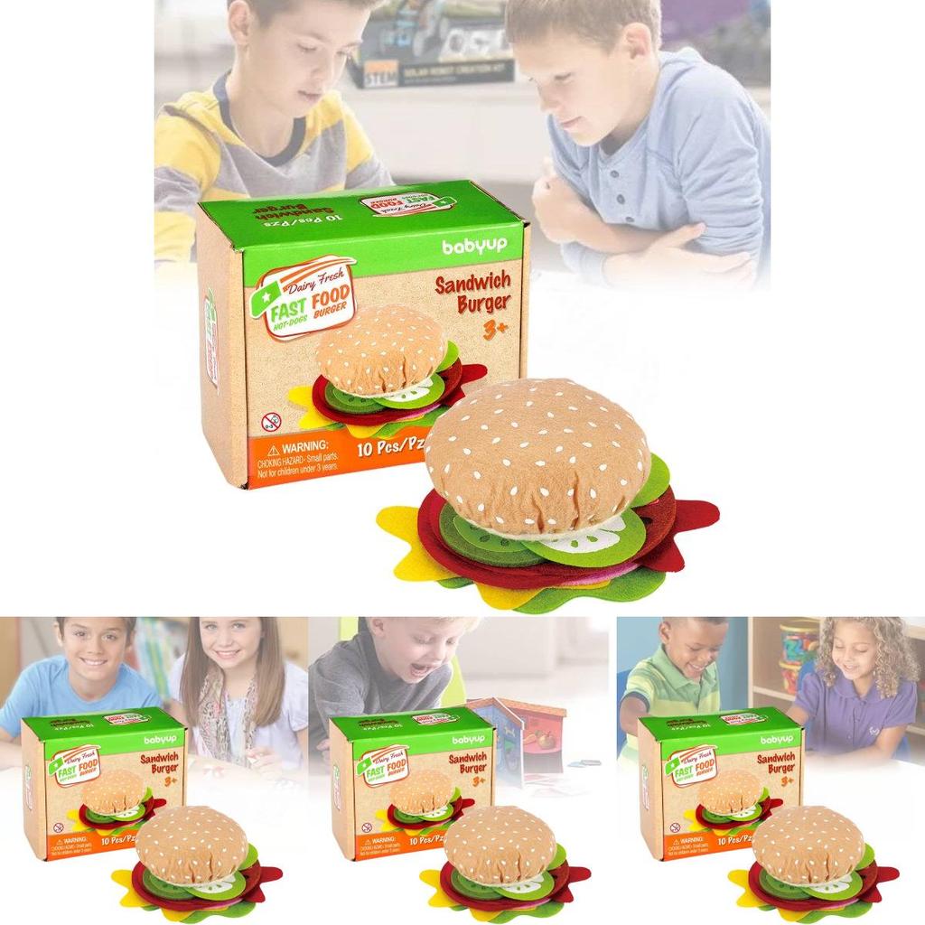 Colorful Diy Felt Burger Toy Set For Creative Play And Imaginative Sandwich Fun