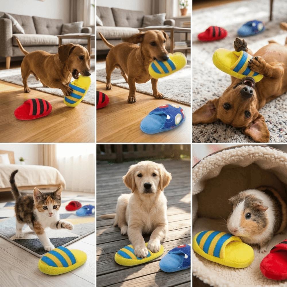 3PCS Soft Plush Plush Squeaky Toy Long Lasting Interactive Dog Toy Dog Slipper Toy Puppy Playtime