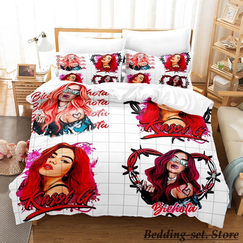 New Sexy Karol G Bedding Set Cartoon Anime three-piece Set Adult Kid Bedroom Duvetcover Sets 3D Kawaii Girls Karol G Bedding