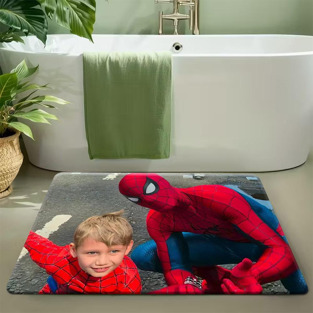 1pz Tappetini da Bagno Marvel 'Spider-Man', Tappetini Antiscivolo per Bagno in Varie Misure, Adatti per Bagni, Ingressi, Lavanderie,