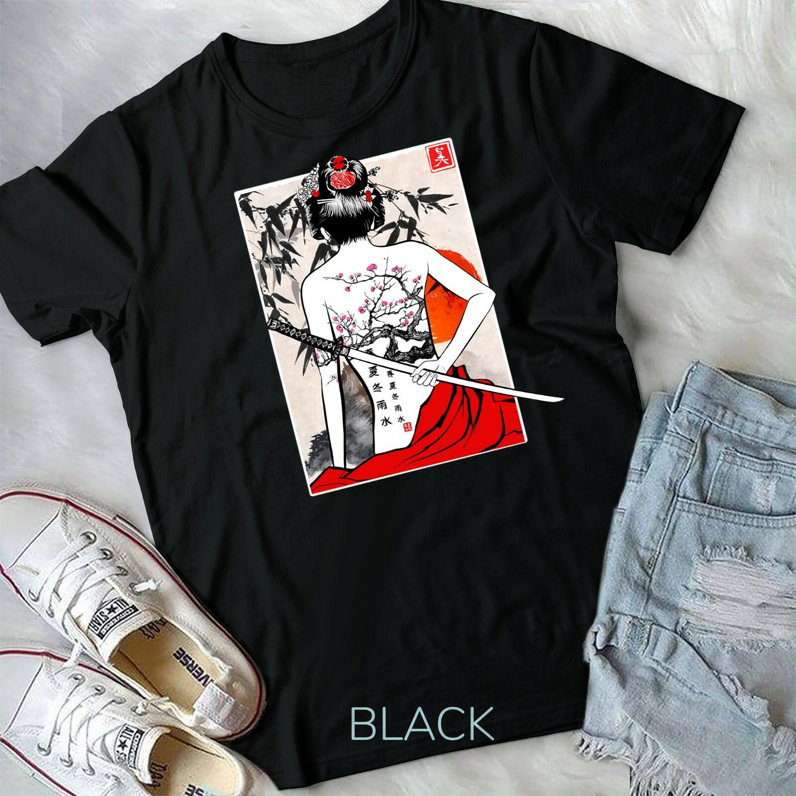 Japanese Samurai Culture Scenery Vintage Sakura Cherry Gift Unisex Form T-shirt XXXXL