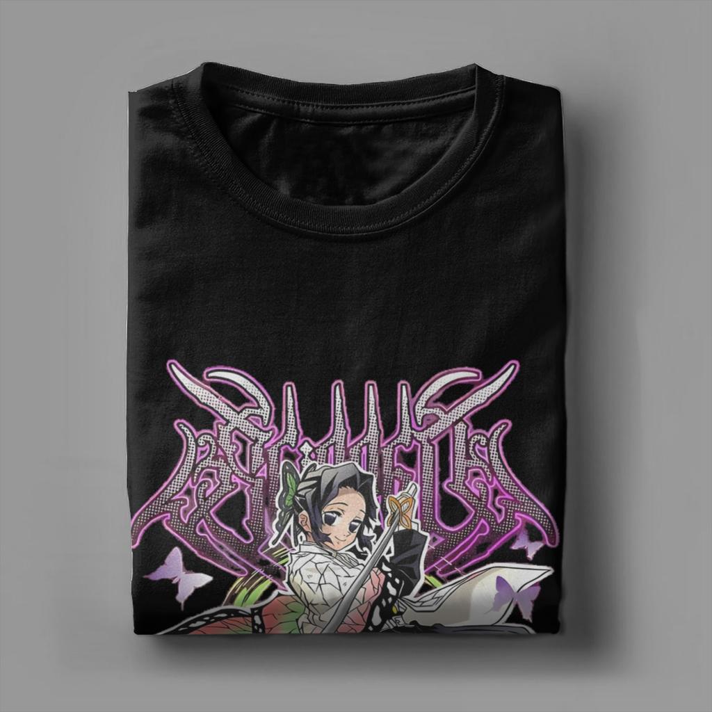 Men T-Shirt Shinobu Kocho Demon Slayer Funny 100% Cotton Tees Short Sleeve T Shirts Round Collar Clothing Gift Idea