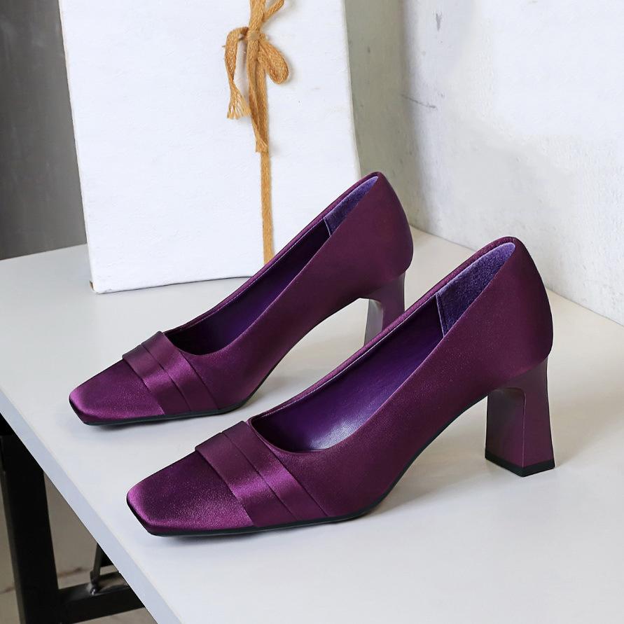 

Элегантные вечерние туфли для вечеринки женские шелковые туфли модного бренда женские туфли на высоком каблуке 7 см красные черные фиолетовые свадебные туфли 34 фиолетовый