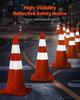Safety Cones Traffic Cones 12 x 28" Orange Reflective Collars Road Cones