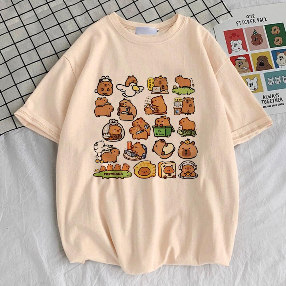 

Capybara Kapibara teen 80s graphic Grunge kawaii aesthetic Classic top tees aesthetic Gothic graphic Colorful Vintage Breathable S