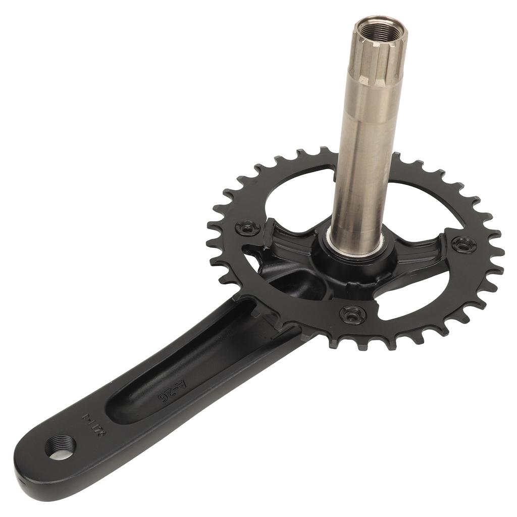 34T Bike Crankset Hollow Integrated Single Speed Round Chainring Aluminium Alloy Bike Crank Arm Set for MTB BMX Road Bicyle