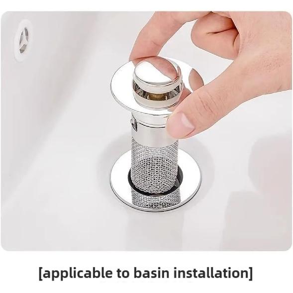 Bathroom Sink Stopper Hair Catcher, Pop-Up Drain Strainer with Stainless Steel Basket, Prevents Clogs, Bathtub Strainer Hair Catcher, Shower Drain