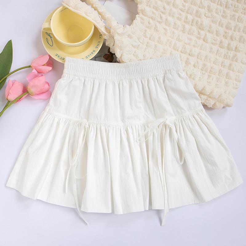 Sommer Damen Süßer Kordelzug Rüschenrock High Waist Kuchenrock