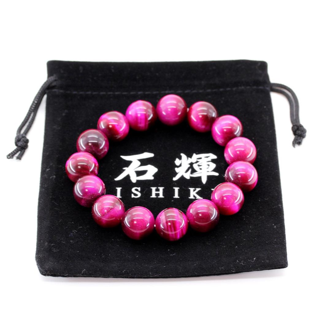 Pink Tiger Eye 14mm Prayer Bead Bracelet Natural Stone Power Stone Money Luck Work Luck Financial Luck [Shiki] [[b309]