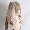 Original Handmade Lolita Hair Accessories Hairpin Flower Ball Bow Lace Champagne Headband Veil