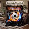 Soccer Theme Throw Blanket Custom Name Text Personalized Blanket Soft Cozy Blanket for Home Sofa Bed