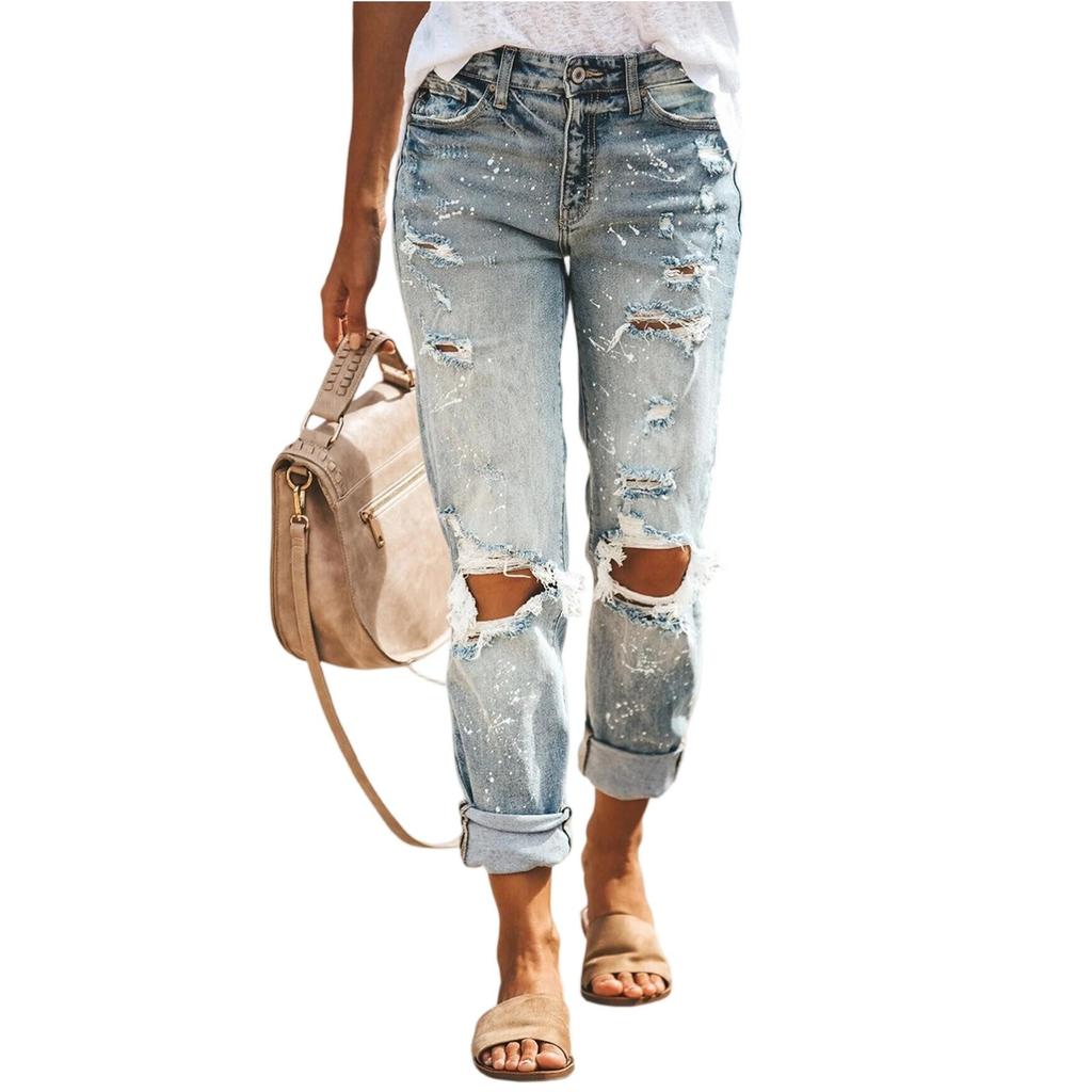 Women's Jeans Slim Hole Stretch Women's Jeans Trousers Women Pants